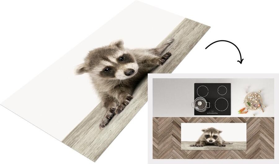 KitchenYeah Keukenloper Loper keuken Babykamer Wasbeer jong Baby wasbeertje Kinderkamer 120x50 cm Keukenloper vinyl