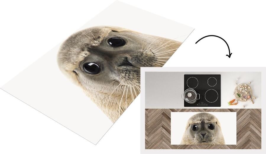 KitchenYeah Keukenloper Loper keuken Babykamer Zeehond Grote ogen Kinderkamer 120x60 cm Keukenloper vinyl