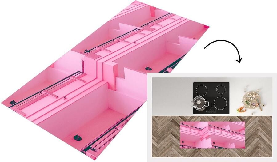 KitchenYeah Keukenloper Loper keuken Balkon Zomer Roze Architectuur 120x50 cm Keukenloper vinyl