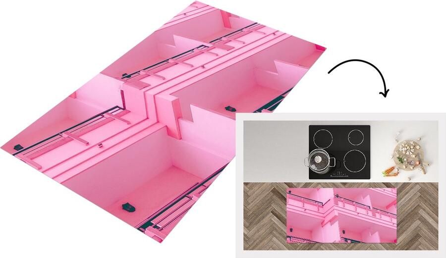 KitchenYeah Keukenloper Loper keuken Balkon Zomer Roze Architectuur 120x60 cm Keukenloper vinyl