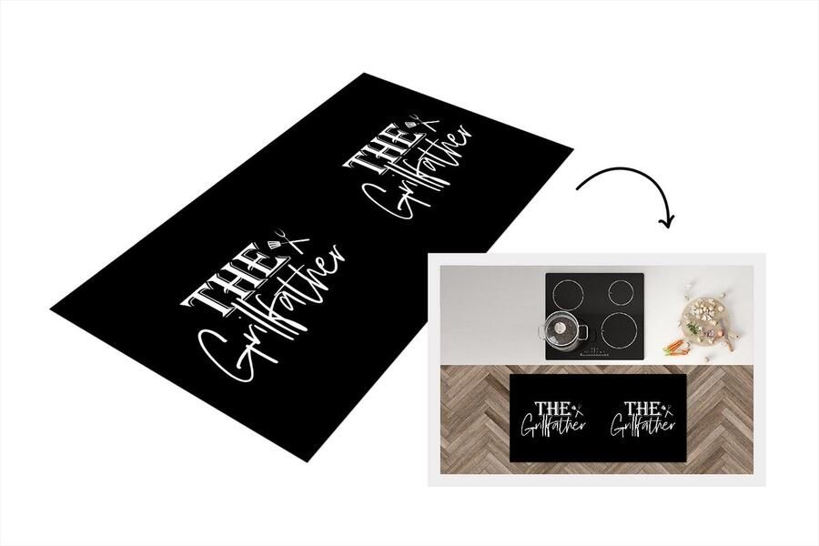 KitchenYeah Keukenloper Loper keuken Barbecue BBQ Grill Koken The Grillfather Tekst Spreuken 120x60 cm Keukenloper vinyl