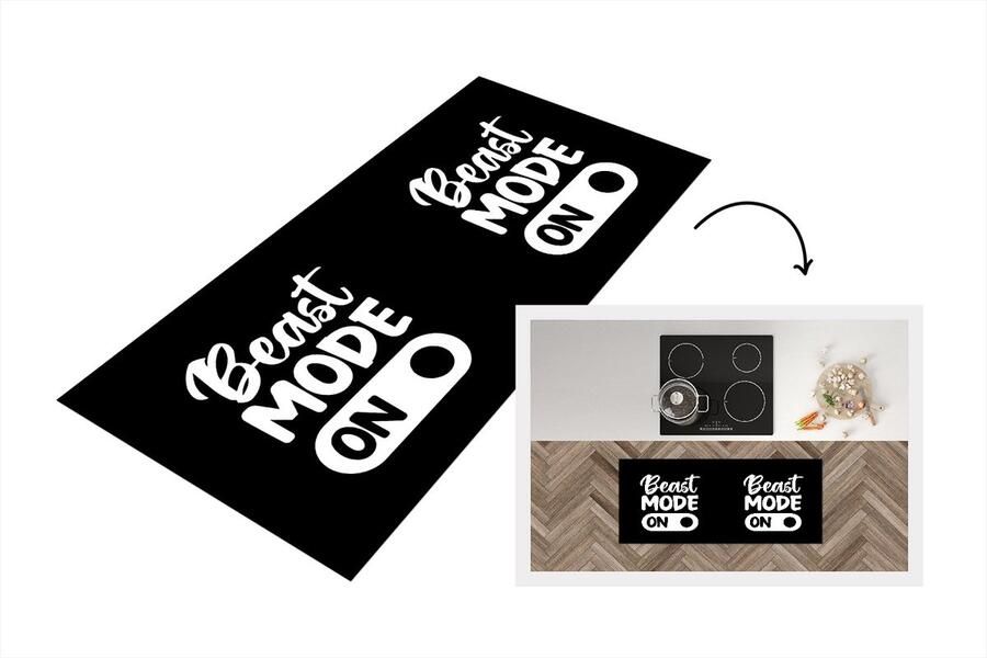 KitchenYeah Keukenloper Loper keuken Beast mode on Quotes Spreuken 120x50 cm Keukenloper vinyl
