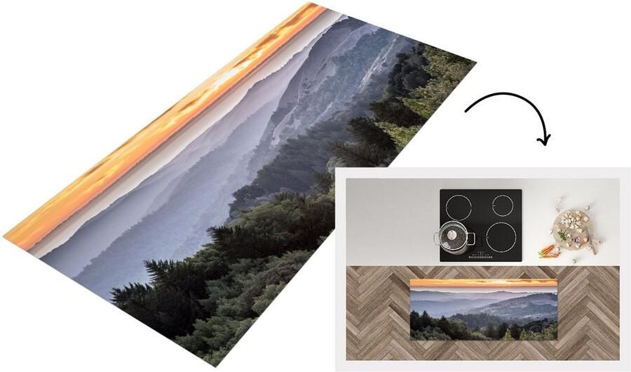 KitchenYeah Keukenloper Loper keuken Bergen Zon Bos Landschap 120x50 cm Keukenloper vinyl