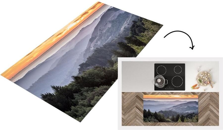 KitchenYeah Keukenloper Loper keuken Bergen Zon Bos Landschap 120x60 cm Keukenloper vinyl