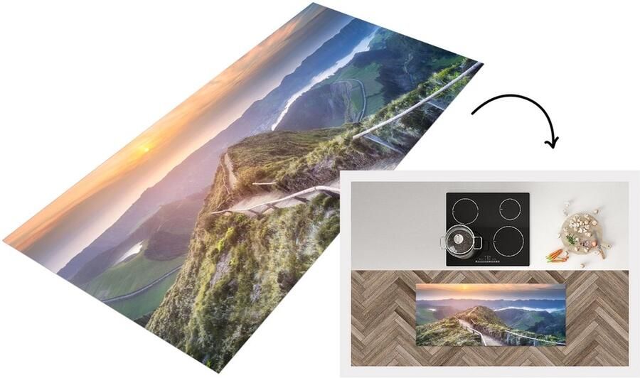 KitchenYeah Keukenloper Loper keuken Bergen Zon Natuur 120x50 cm Keukenloper vinyl