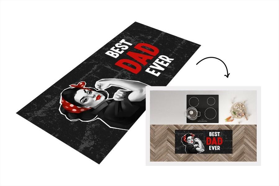 KitchenYeah Keukenloper Loper keuken Best dad ever Papa Spreuken Quotes 120x50 cm Keukenloper vinyl