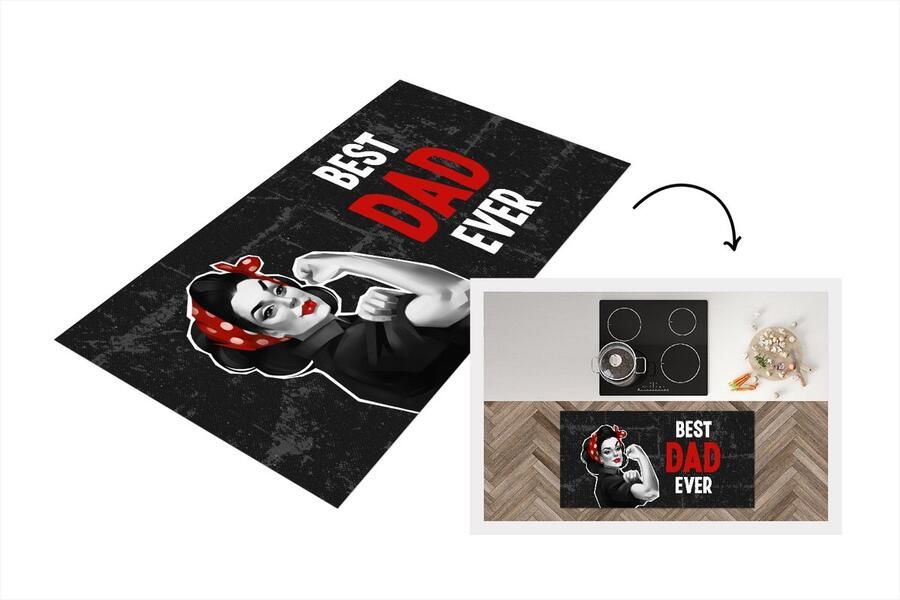 KitchenYeah Keukenloper Loper keuken Best dad ever Papa Spreuken Quotes 120x60 cm Keukenloper vinyl