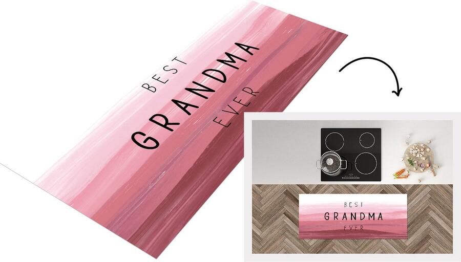 KitchenYeah Keukenloper Loper keuken Best grandma ever Quotes Oma Spreuken 120x50 cm Keukenloper vinyl