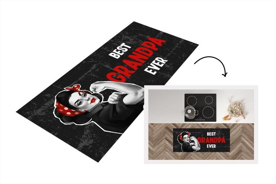 KitchenYeah Keukenloper Loper keuken Best grandpa ever Quotes Spreuken Opa 120x50 cm Keukenloper vinyl