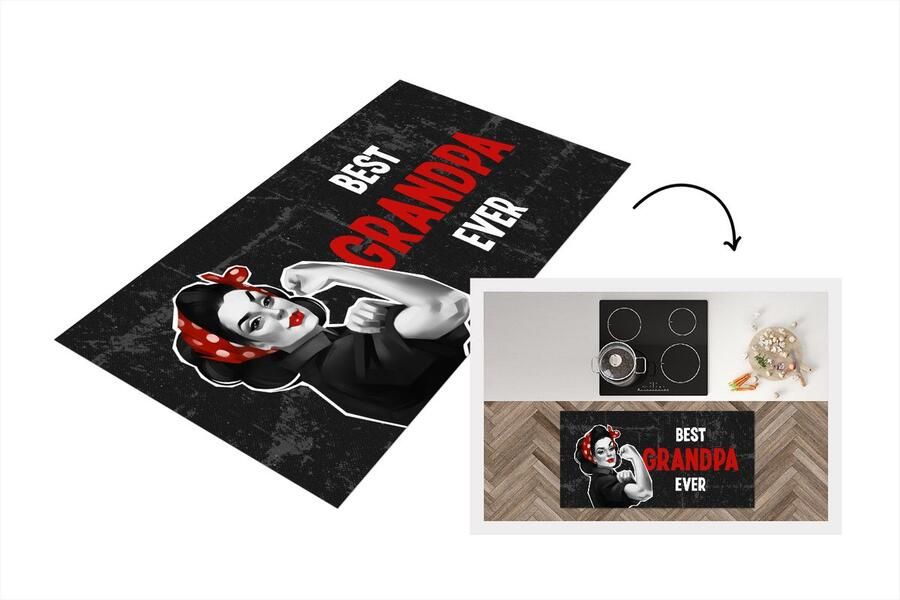 KitchenYeah Keukenloper Loper keuken Best grandpa ever Quotes Spreuken Opa 120x60 cm Keukenloper vinyl