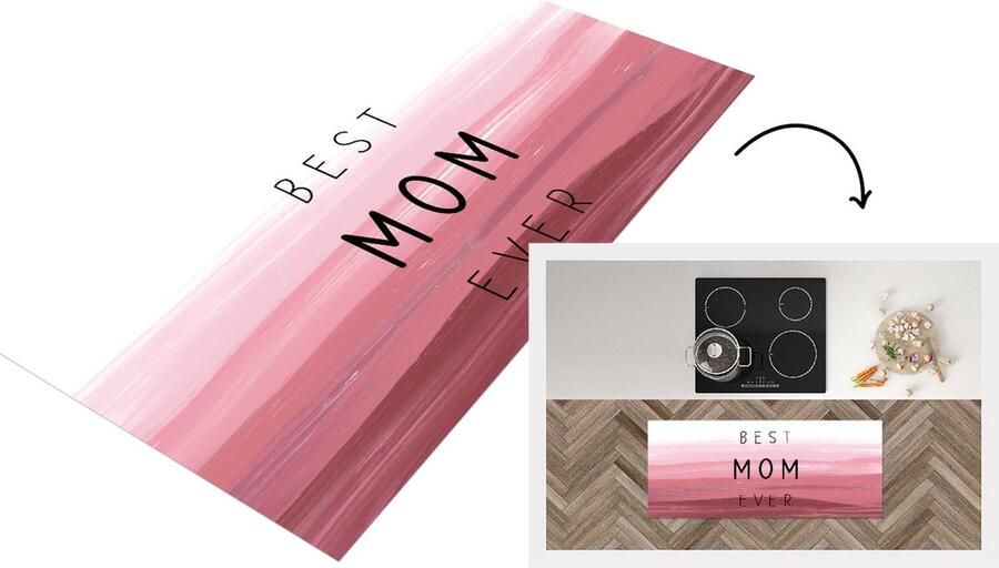 KitchenYeah Keukenloper Loper keuken Best mom ever Mama Quotes Spreuken 120x50 cm Keukenloper vinyl