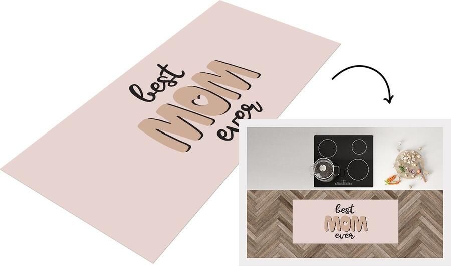 KitchenYeah Keukenloper Loper keuken Best mom ever Quotes Spreuken Moeder 120x50 cm Keukenloper vinyl