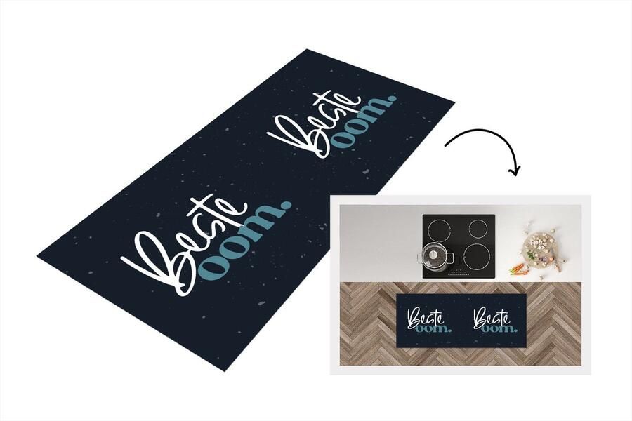 KitchenYeah Keukenloper Loper keuken 'Beste oom' Blauw Quotes Spreuken 120x50 cm Keukenloper vinyl