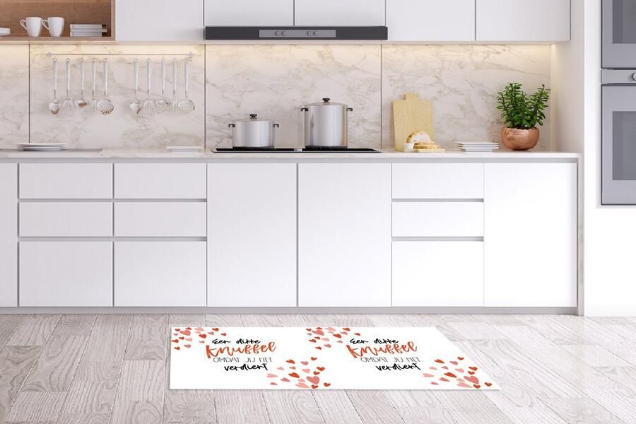 KitchenYeah Keukenloper Loper keuken Beterschap Quotes Rood 120x60 cm Keukenloper vinyl