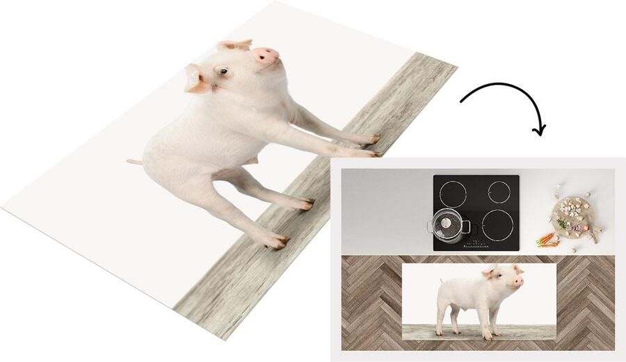 KitchenYeah Keukenloper Loper keuken Biggetje Baby varken Leuke voor iedere jongenskamer of meisjeskamer 120x60 cm Keukenloper vinyl