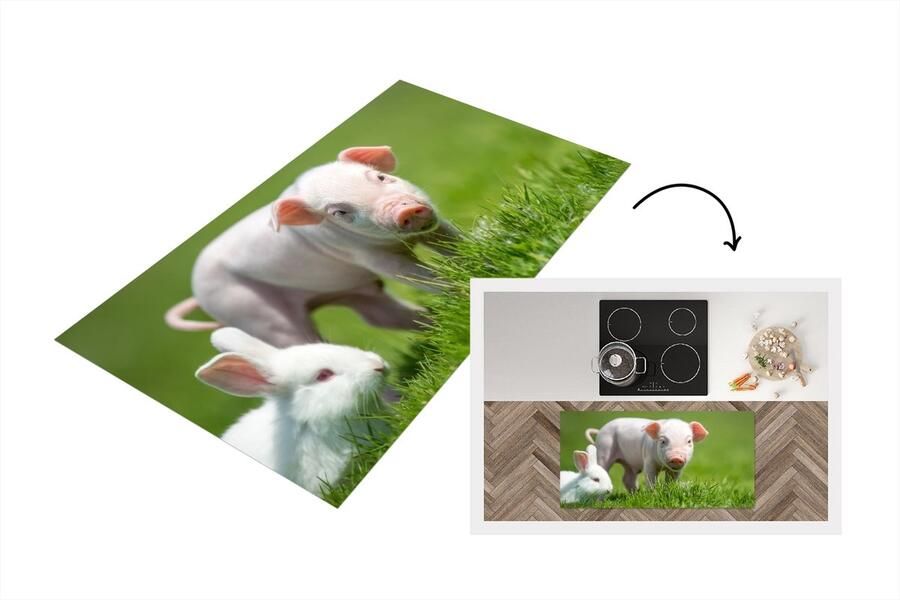KitchenYeah Keukenloper Loper keuken Biggetje Konijn Dieren 120x60 cm Keukenloper vinyl