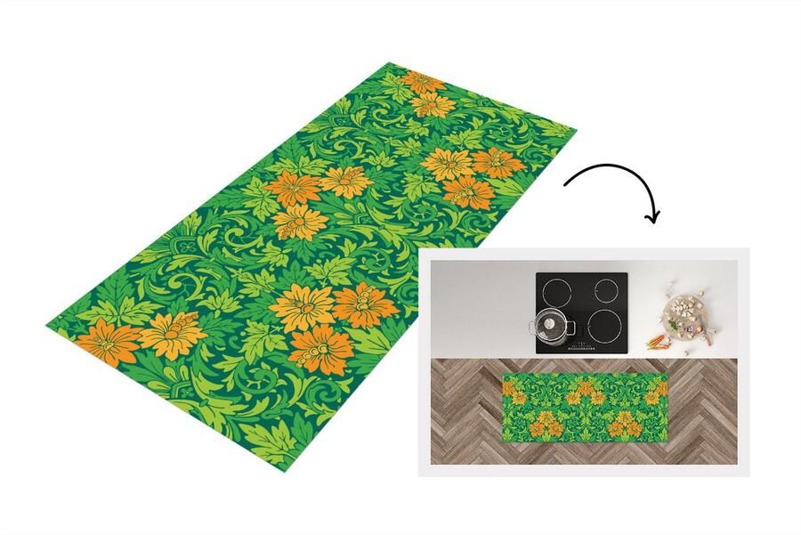 KitchenYeah Keukenloper Loper keuken Bladeren Bloemen Boho Hippie Patronen 120x50 cm Keukenloper vinyl