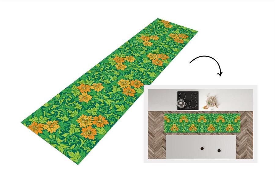 KitchenYeah Keukenloper Loper keuken Bladeren Bloemen Boho Hippie Patronen 240x60 cm Keukenloper vinyl
