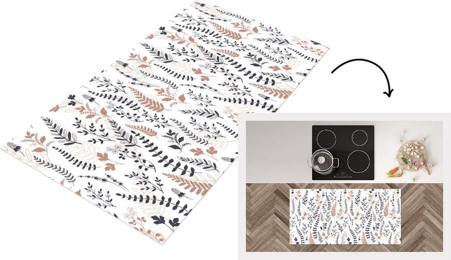 KitchenYeah Keukenloper Loper keuken Bladeren Bloemen Design 120x60 cm Keukenloper vinyl