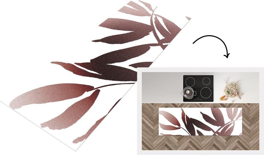 KitchenYeah Keukenloper Loper keuken Bladeren Design Abstract 150x50 cm Keukenloper vinyl