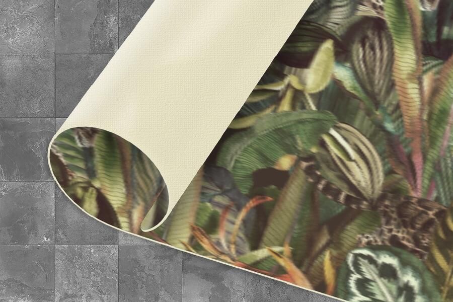KitchenYeah Keukenloper Loper keuken Bladeren Jungle Vintage Patronen 300x50 cm Keukenloper vinyl