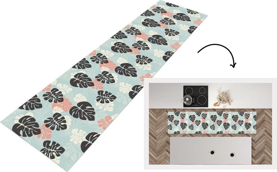 KitchenYeah Keukenloper Loper keuken Bladeren Monstera Hawaii Patronen 240x60 cm Keukenloper vinyl