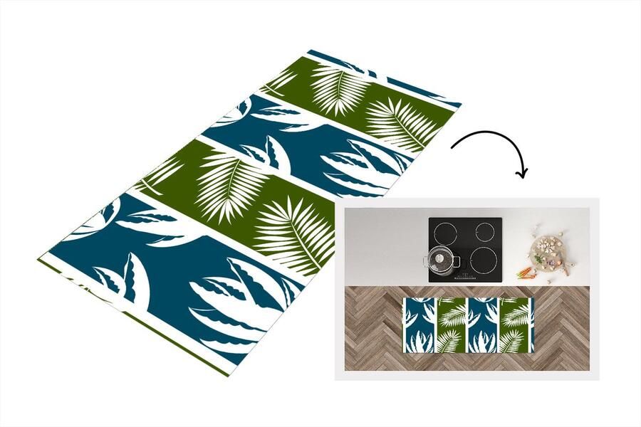 KitchenYeah Keukenloper Loper keuken Bladeren Tropisch Design Hawaii 120x50 cm Keukenloper vinyl