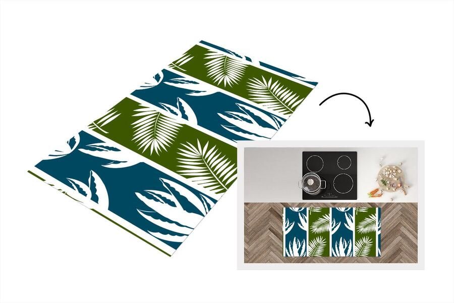 KitchenYeah Keukenloper Loper keuken Bladeren Tropisch Design Hawaii 120x60 cm Keukenloper vinyl