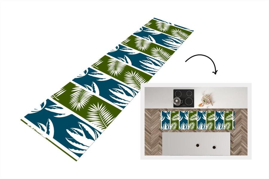 KitchenYeah Keukenloper Loper keuken Bladeren Tropisch Design Hawaii 240x60 cm Keukenloper vinyl