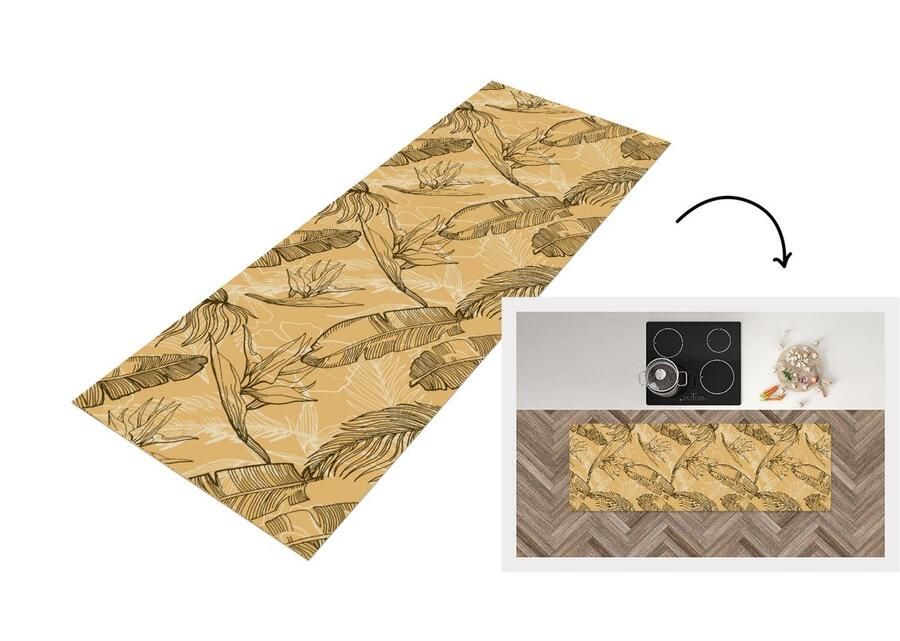 KitchenYeah Keukenloper Loper keuken Bladeren Zomer Tropisch Hawaii 180x60 cm Keukenloper vinyl