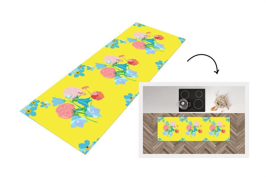 KitchenYeah Keukenloper Loper keuken Bloemen Boeket Lente Patronen 150x50 cm Keukenloper vinyl