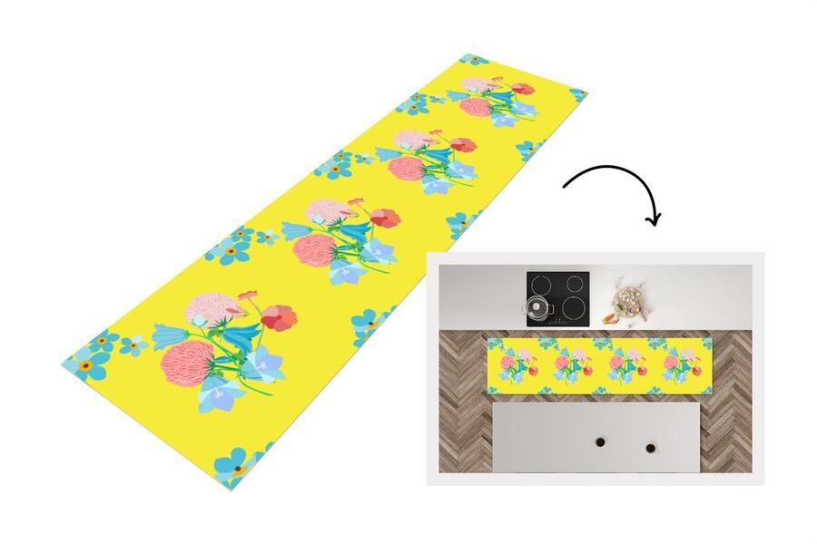 KitchenYeah Keukenloper Loper keuken Bloemen Boeket Lente Patronen 200x50 cm Keukenloper vinyl