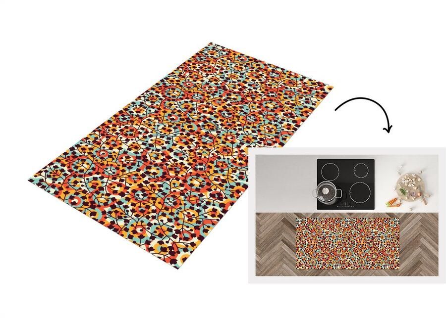 KitchenYeah Keukenloper Loper keuken Bloemen Bohemian Cirkel Patroon 120x60 cm Keukenloper vinyl