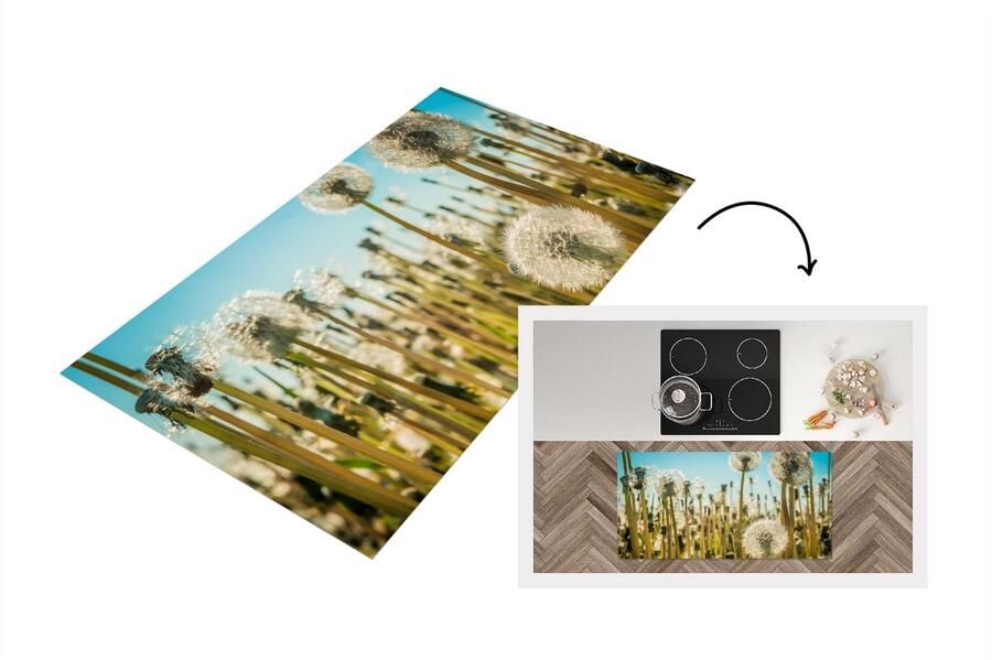 KitchenYeah Keukenloper Loper keuken Bloemen Paardenbloem Grasveld 120x60 cm Keukenloper vinyl