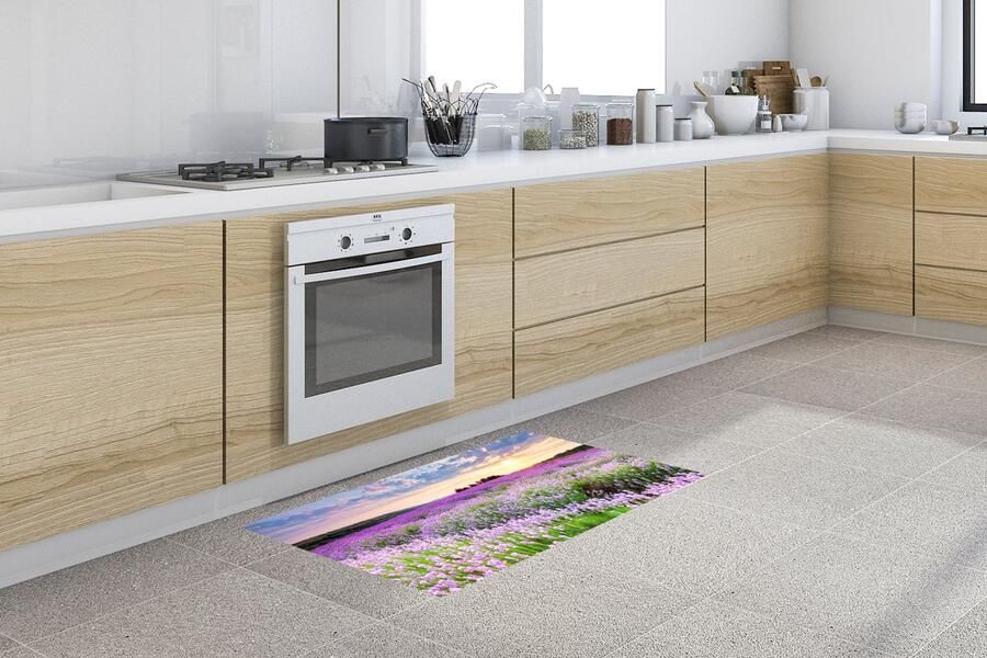 KitchenYeah Keukenloper Loper keuken Bloemen Paars Lucht 120x50 cm Keukenloper vinyl