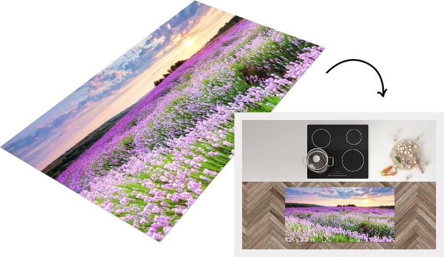 KitchenYeah Keukenloper Loper keuken Bloemen Paars Lucht 120x60 cm Keukenloper vinyl