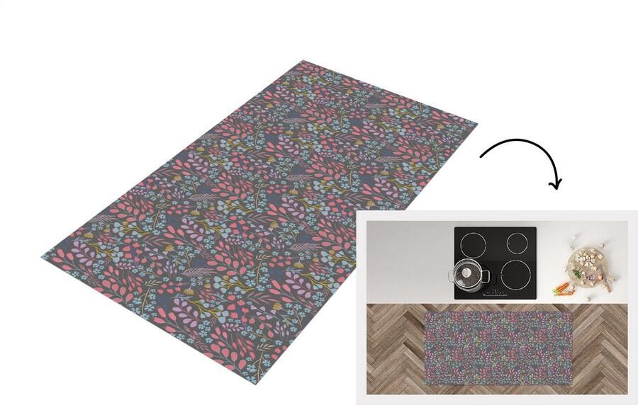 KitchenYeah Keukenloper Loper keuken Bloemen Pastel Design Natuur 120x60 cm Keukenloper vinyl