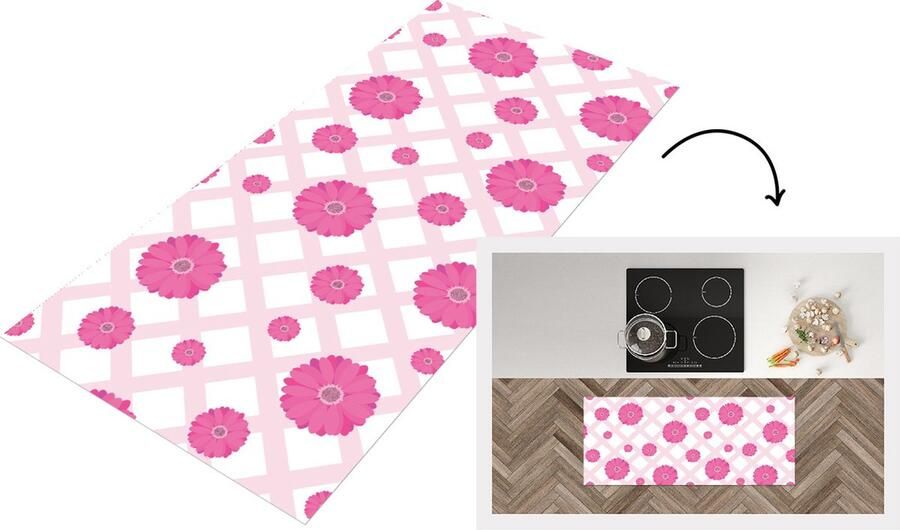 KitchenYeah Keukenloper Loper keuken Bloemen Patronen Pastel 120x50 cm Keukenloper vinyl