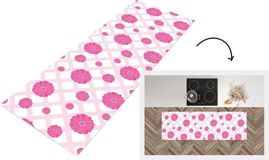 KitchenYeah Keukenloper Loper keuken Bloemen Patronen Pastel 180x60 cm Keukenloper vinyl