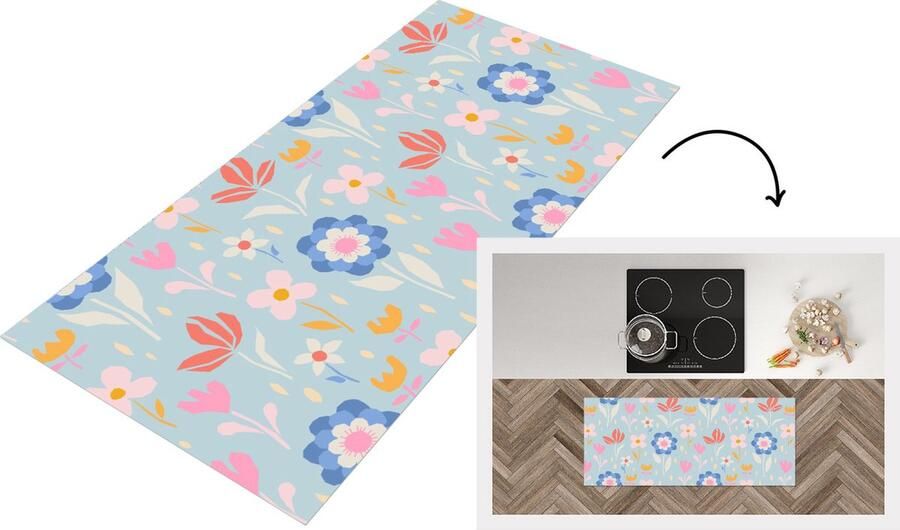 KitchenYeah Keukenloper Loper keuken Bloemen Planten Patroon 120x50 cm Keukenloper vinyl