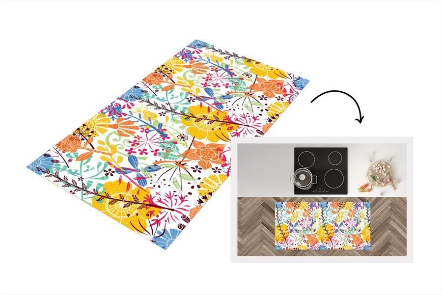 KitchenYeah Keukenloper Loper keuken Bloemen Planten Regenboog Patronen 120x60 cm Keukenloper vinyl