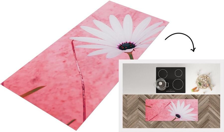 KitchenYeah Keukenloper Loper keuken Bloemen Roze Vintage 120x50 cm Keukenloper vinyl
