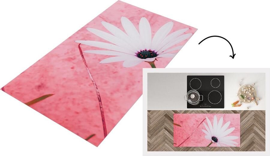KitchenYeah Keukenloper Loper keuken Bloemen Roze Vintage 120x60 cm Keukenloper vinyl