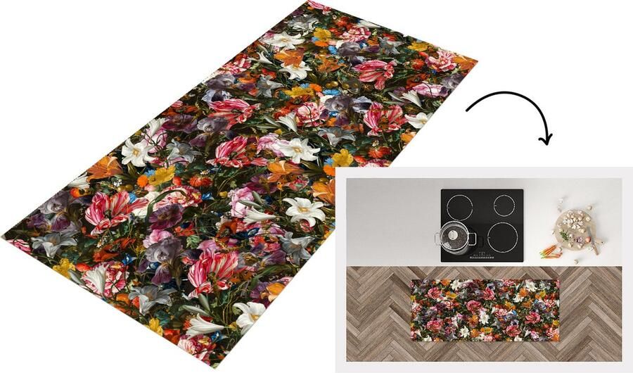 KitchenYeah Keukenloper Loper keuken Bloemen Vlinders Kunst 120x50 cm Keukenloper vinyl