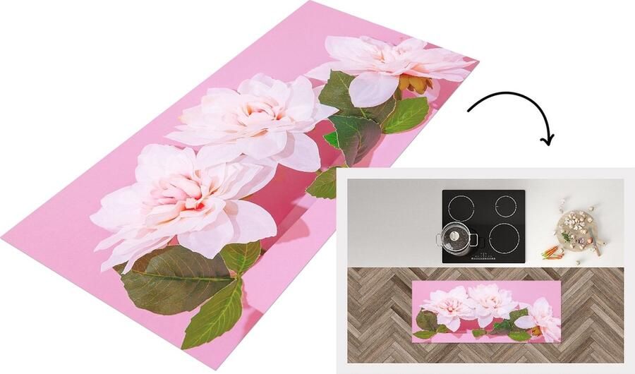 KitchenYeah Keukenloper Loper keuken Bloesem Zomer Roze 120x50 cm Keukenloper vinyl