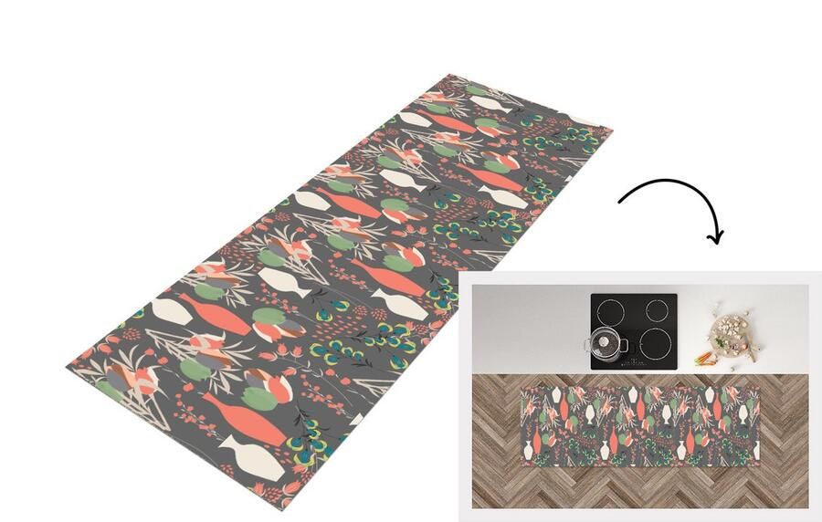 KitchenYeah Keukenloper Loper keuken Boeket Bloemen Patronen 150x50 cm Keukenloper vinyl