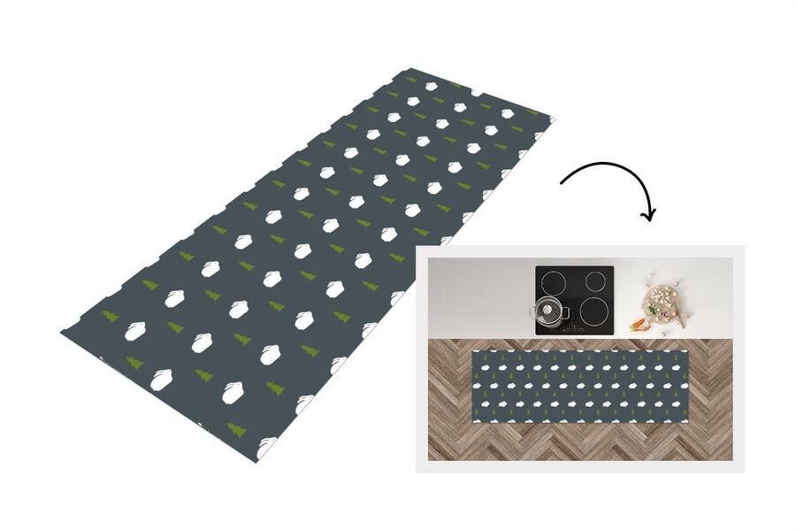 KitchenYeah Keukenloper Loper keuken Bomen Konijn Patroon 150x50 cm Keukenloper vinyl