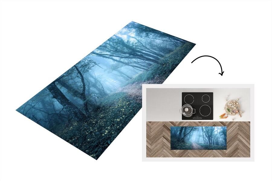 KitchenYeah Keukenloper Loper keuken Bomen Natuur Mist 120x50 cm Keukenloper vinyl
