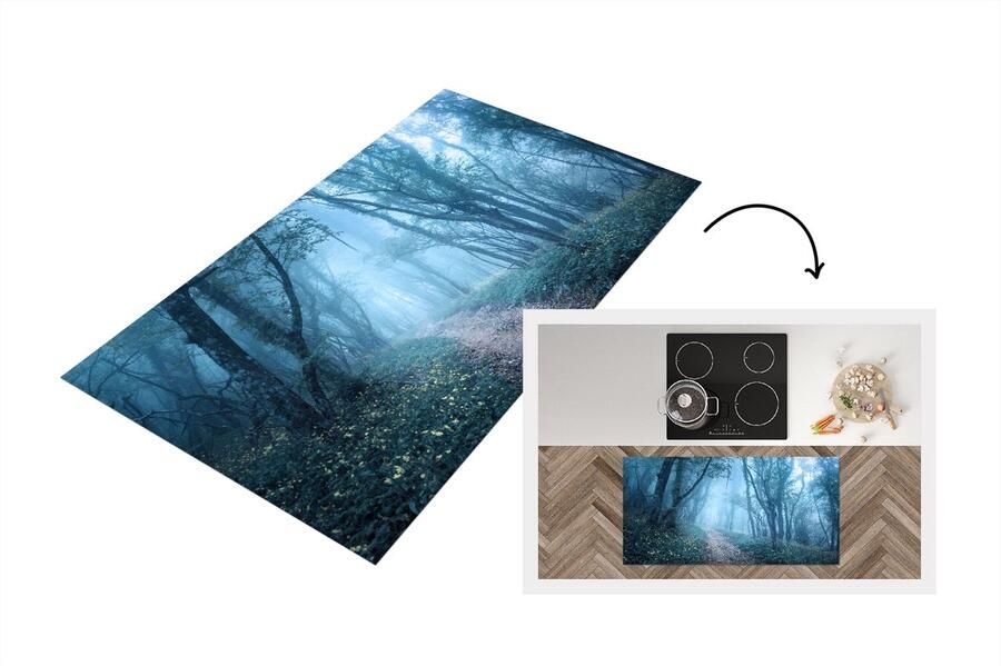 KitchenYeah Keukenloper Loper keuken Bomen Natuur Mist 120x60 cm Keukenloper vinyl