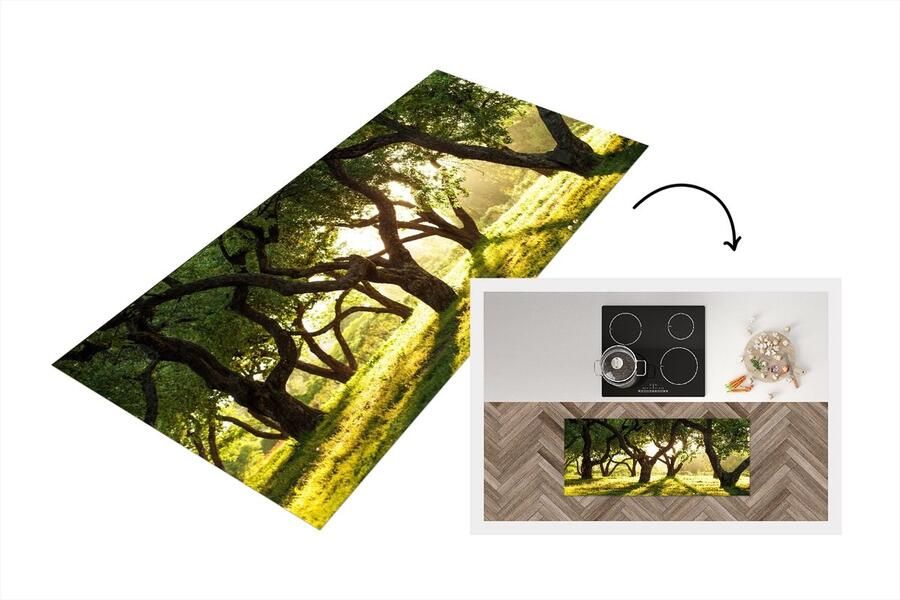 KitchenYeah Keukenloper Loper keuken Bomen Natuur Zon 120x50 cm Keukenloper vinyl